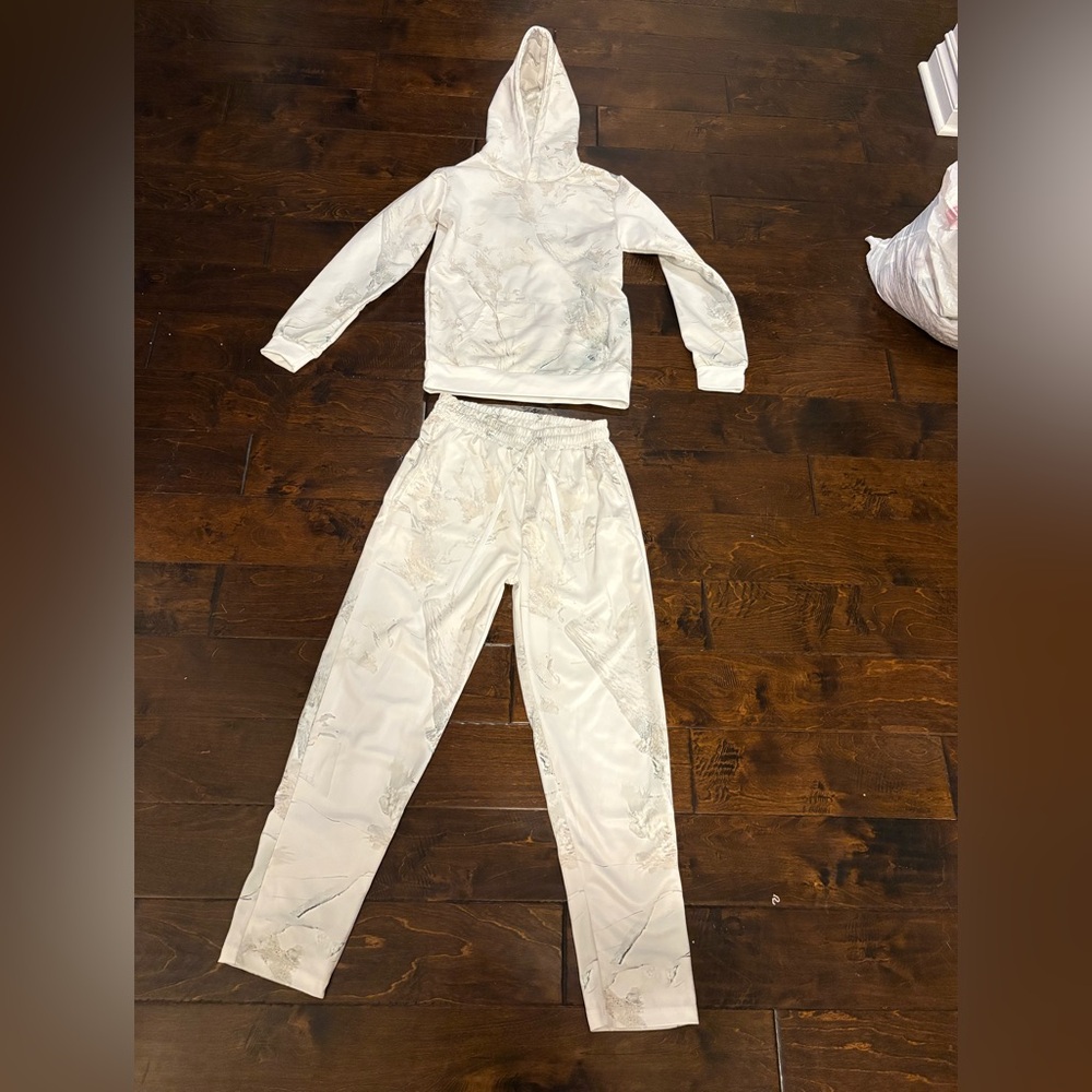 White Hoodie and Jogger Set